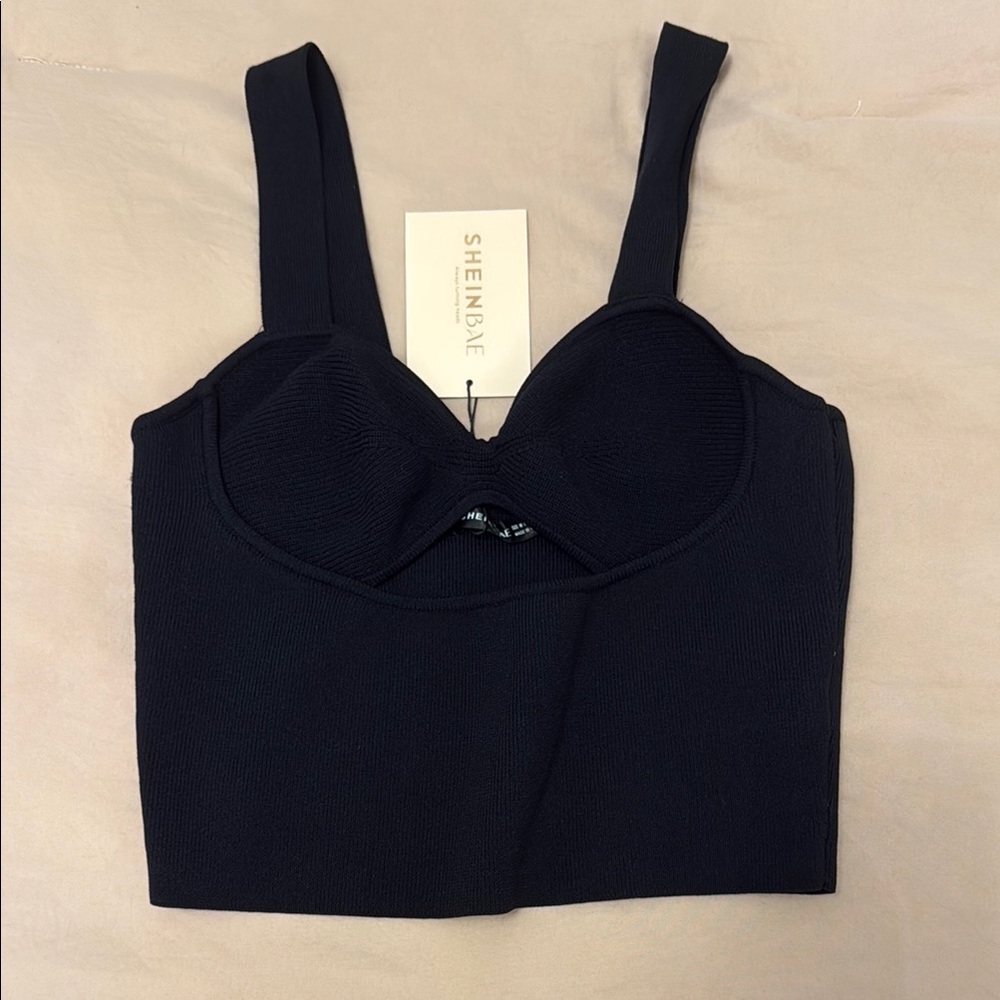 SHEIN Navy Blue Crop Top
